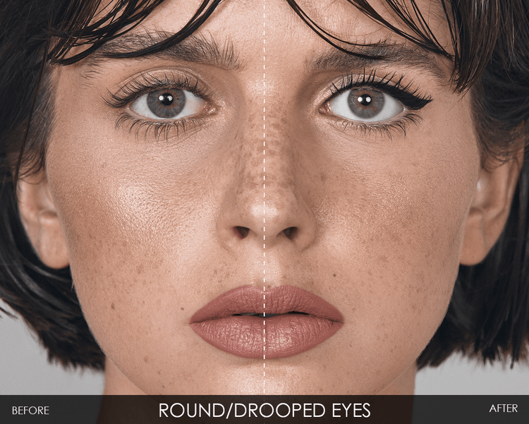 MACRO BLADE PRO FLOW PRECISION EYELINER model look before and after